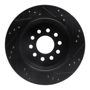 Lincoln Town Car Brake Rotor (1) - Rear Left - R1 Concepts - Drilled & Slotted - Black - `03-`11